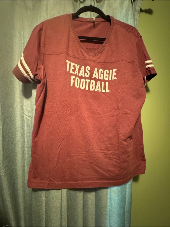 Tops - Texas Aggie Football Vintage-Style V-Neck Tee - Maroon & White